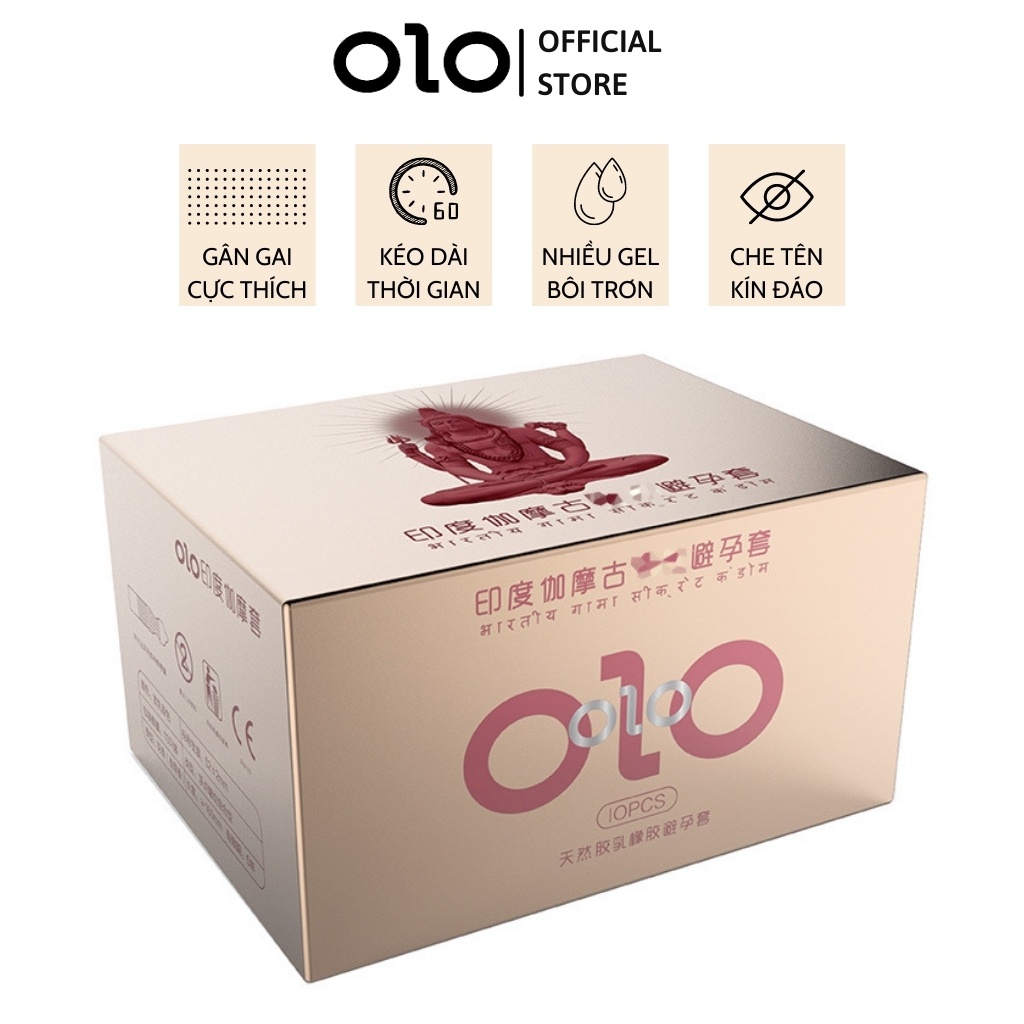 [MUA 1 TẶNG 1} Bao cao su OLO gân gai chính hãng, kích thích cuộc yêu, thiết kế thông minh, Hộp 10pcs Olo Official Store