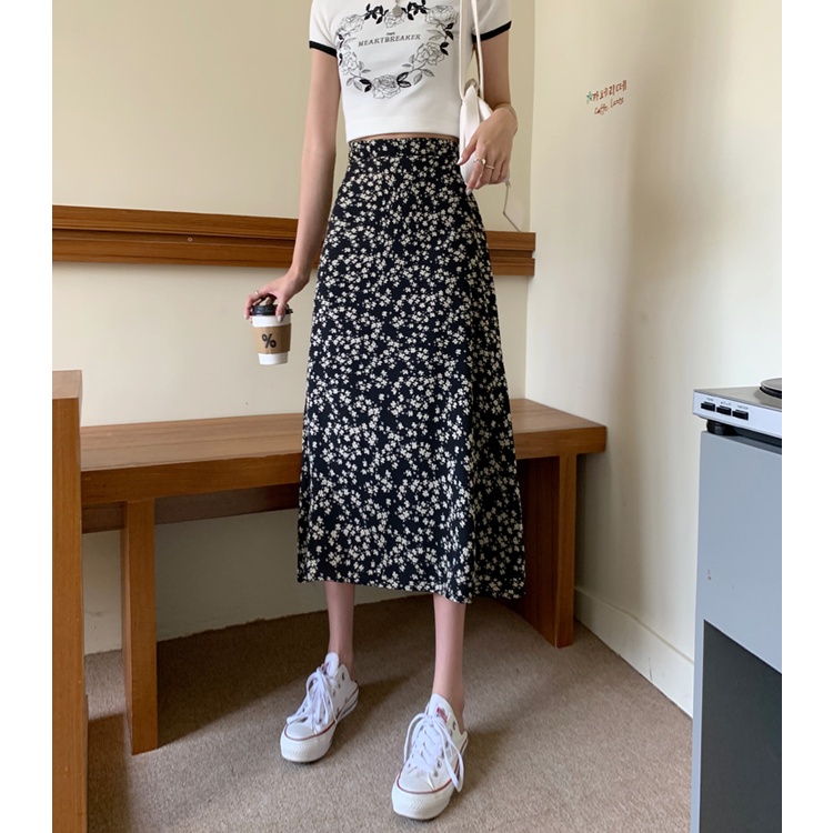 Chân Váy Chữ A Lưng Cao In Họa Tiết Mẫu Mới Thời Trang Xuân Hè Cho Nữ