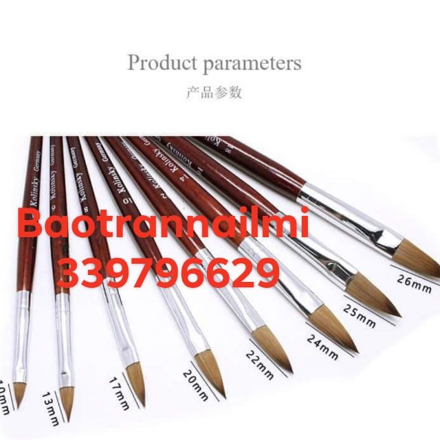 Cọ đắp móng bột lông chồn siêu mềm hiệu Kolinski có phân loại các số từ 6 đến 24