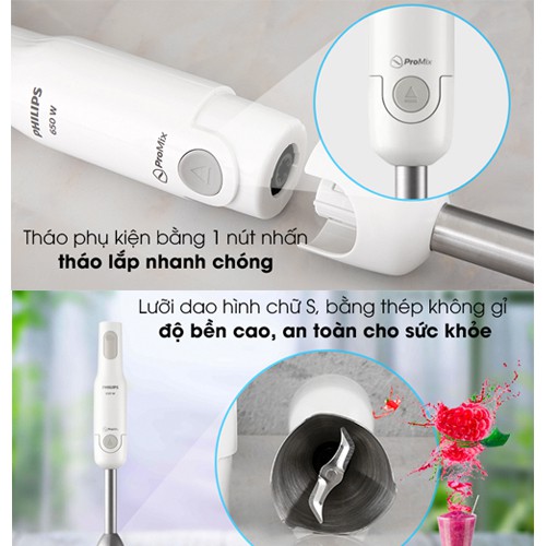 Máy Xay Cầm Tay Philips ProMix HR2534/00 650W – Chính Hãng Phân Phối – Bảo Hành 24 Tháng