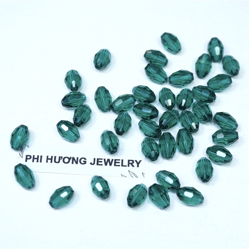 Gói 25 hạt cườm hình thoi 6x8mm đính áo, xỏ vòng tay