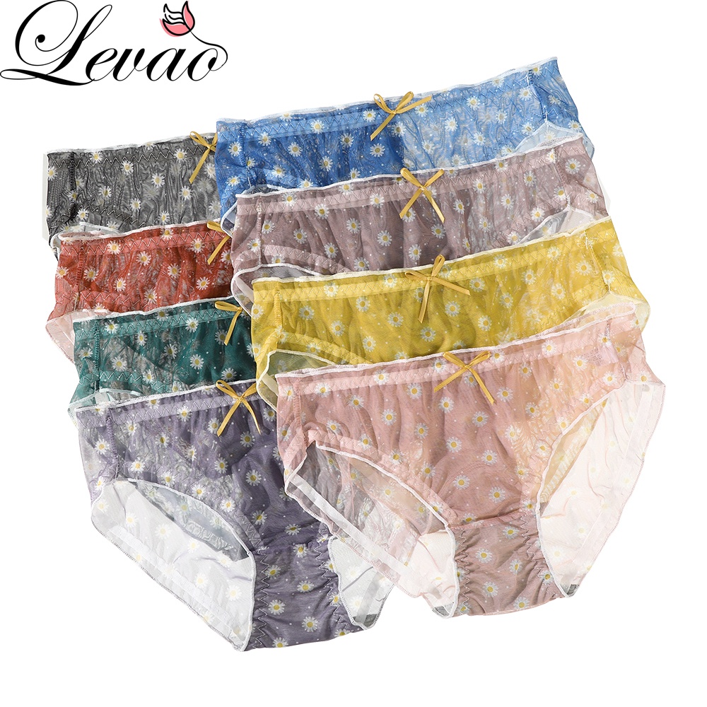 Quần Lót Nữ Levao Vải Lưới Họa Tiết Hoa Cúc Dễ Thương Thoải Mái