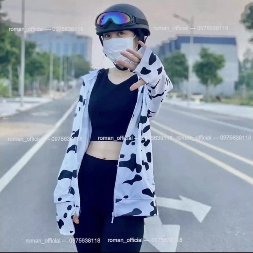 Áo Khoác Chống Nắng Nam/ Nữ chất vải co giãn mềm mát hình con bò sữa TP8