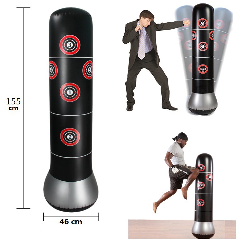 Bao Trụ Đấm Bốc Tự Cân Bằng Kèm Bơm PURE BOXING Cao 160cm, Đường Kính 48cm