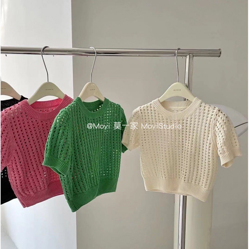 181. ÁO LEN LƯỚI CROPTOP