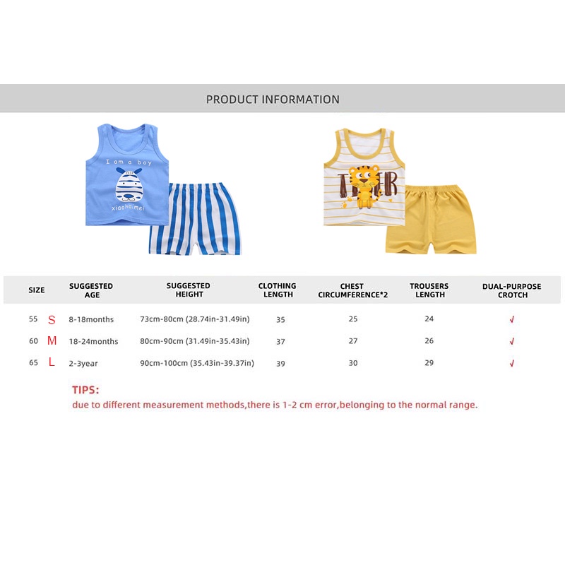 Set Đồ 2 Món Gồm Áo Thun Sát Nách In Họa Tiết Hoạt Hình + Quần Dễ Thương Cho Bé 0-4 Tuổi