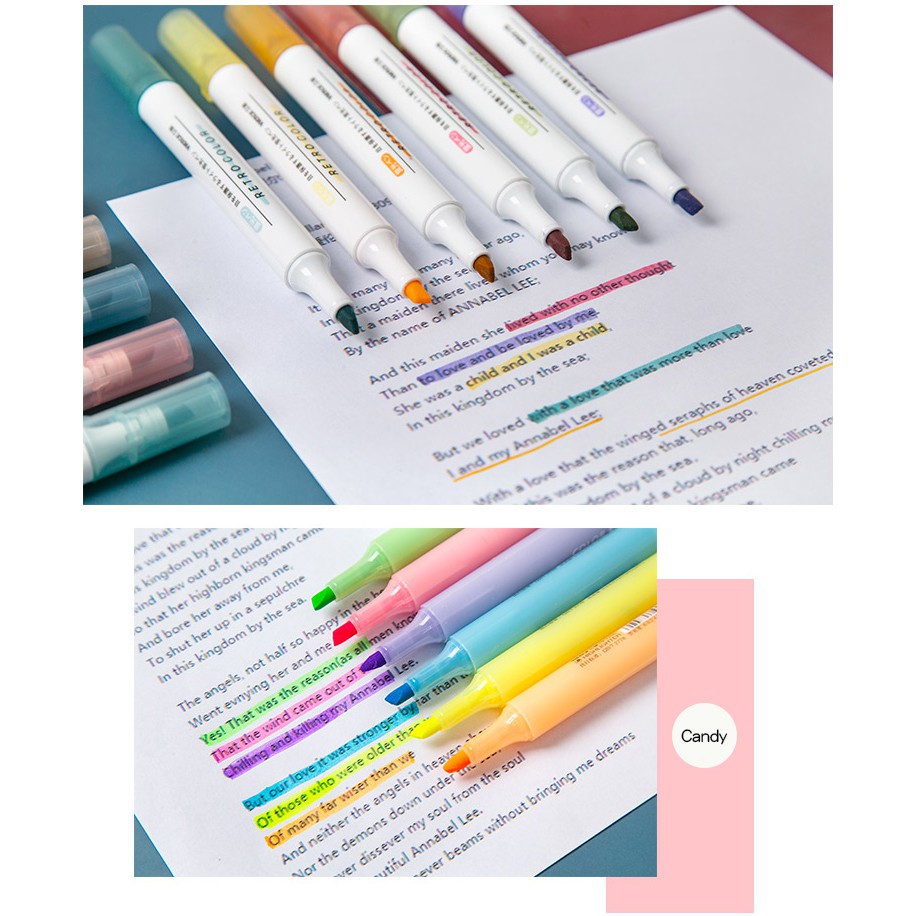 Bút dạ quang 6 màu highlight tuyệt đẹp ( nhiều tông màu hấp dẫn,hàng nhập khẩu cao cấp)