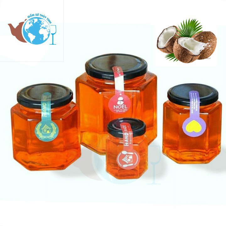 combo Hũ thủy tinh lục giác 80ml đựng thực phẩm