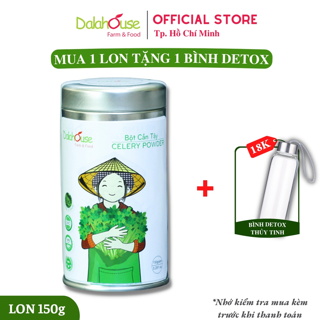 Bột cần tây sấy lạnh Dalahouse nguyên chất lon 150g Giảm cân hiệu quả