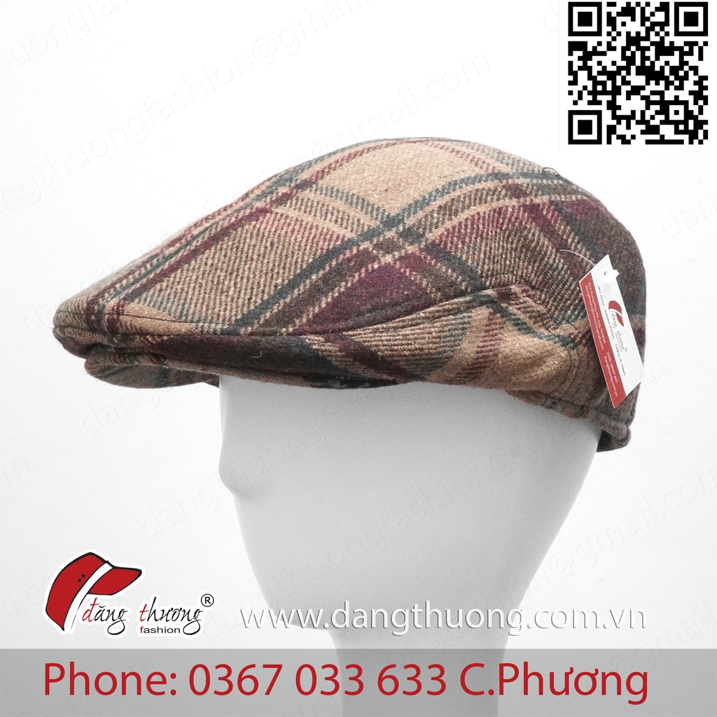 Mũ nồi nam DẠ DÀY DẶN caro bere beret nỉ dạ cho người trung niên, cao tuổi phong cách cổ điển