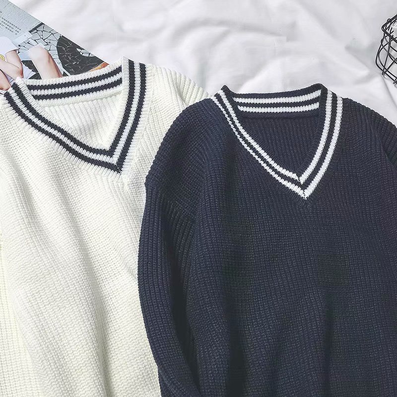 Áo sweater cổ chữ v thời trang hàn quốc dành cho nam và nữ