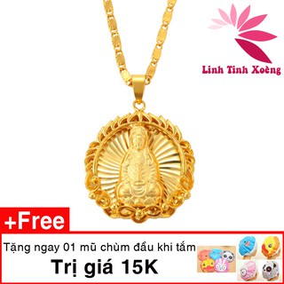 Mặt dây chuyền nữ mạ vàng Phật Bà Quan Âm không phai mầu tặng mũ -  MK254