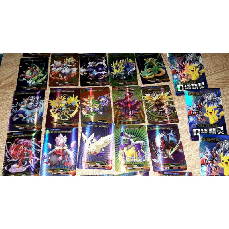 1 páck 5 thẻ bài Pokemon SSR bằng giấy bóng cứng khổ 6,5X8,5 cm rất đẹp