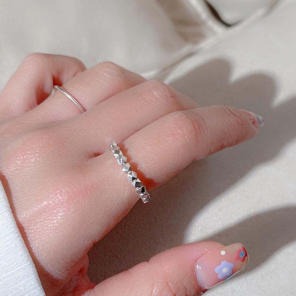 Nhẫn Tay QQMALL Đính Hạt Vuông Thanh Lịch|Nhẫn Handmade Hình Vuông Đính Hạt Nhiều Màu Sắc