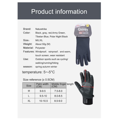 Găng tay chống nước có cảm ứng NatureHike NH19S005-T