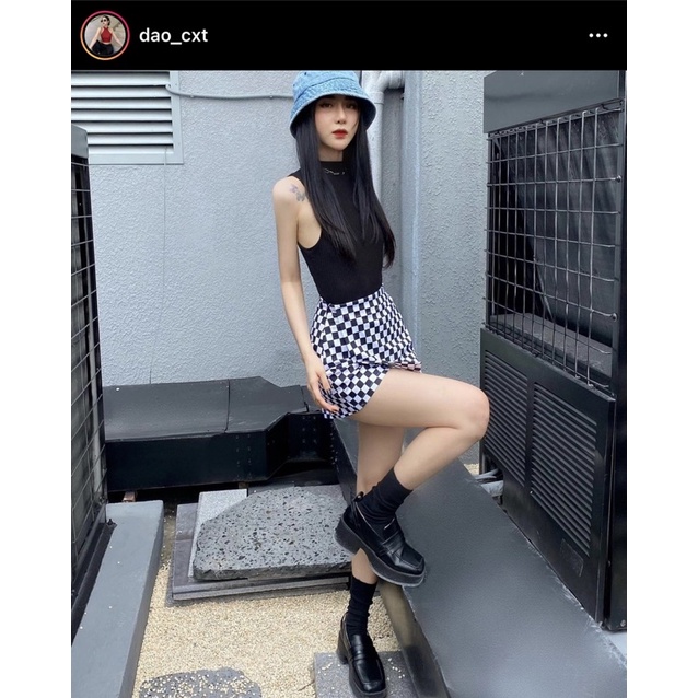 SP001083 Quần Váy Wrap Short Caro - Tiệm Mềm Croptop