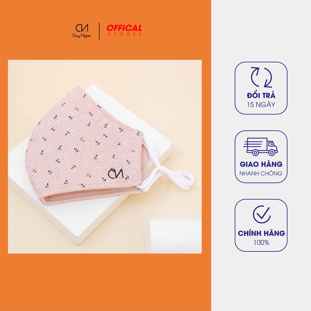 Khẩu trang Mỏ Neo Duy Ngọc cao cấp có nút điều chỉnh tiện lợi, 100% Cotton thoáng mát, chống bụi hiệu quả (1052)