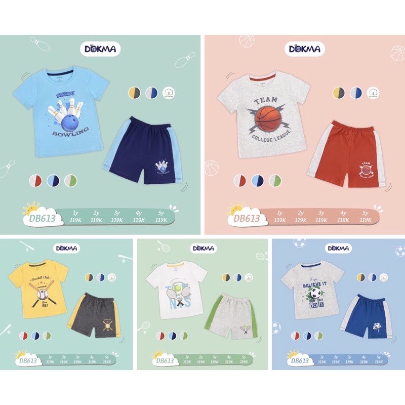 Bộ bé trai cộc tay Dokma mềm mát thấm hút size 1 tuổi - 5 tuổi