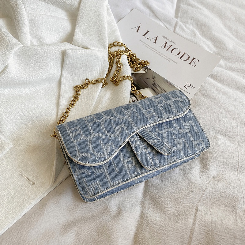 Túi Đeo Chéo Ngực Vải Denim Phong Cách Hàn Quốc Thời Trang Cho Nữ 2021