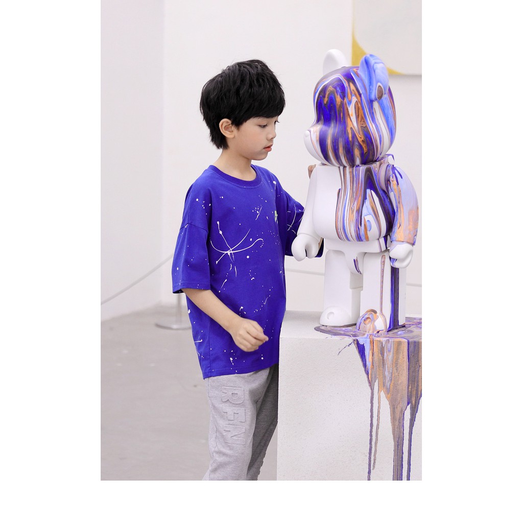 [35Kg - 75Kg] Áo Thun Áo Phông Nam Ngắn Tay Không Cổ Vải Cotton Hàng Quảng Châu Co Giãn 4 Chiều Màu Xanh | BigBuy360 - bigbuy360.vn