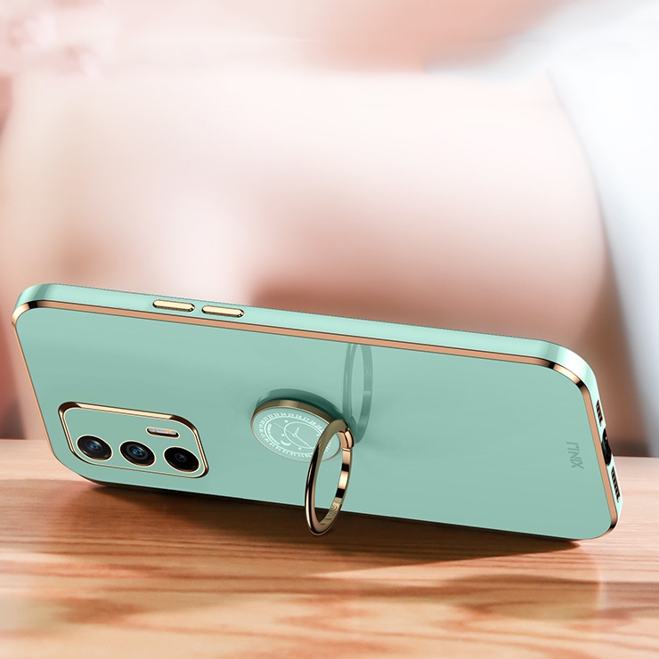 Ốp điện thoại viền vuông mềm có giá đỡ dạng nhẫn cho Realme Q2 Q3 Pro Q3i GT V5 V11 V13