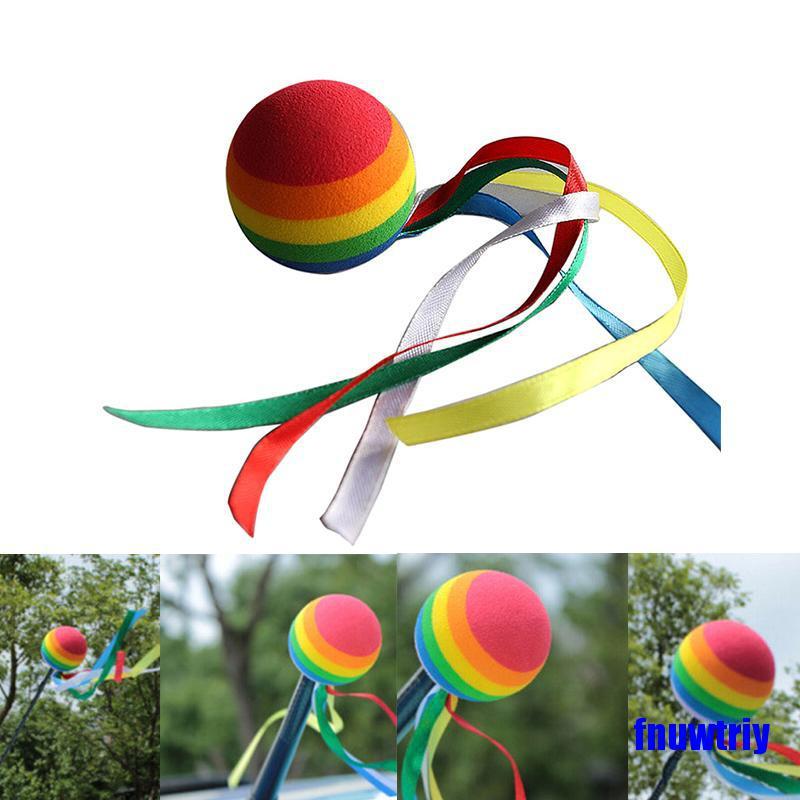 [COD]Car Antenna Toppers Rainbow Ball Colored Ribbon Antenna Balls