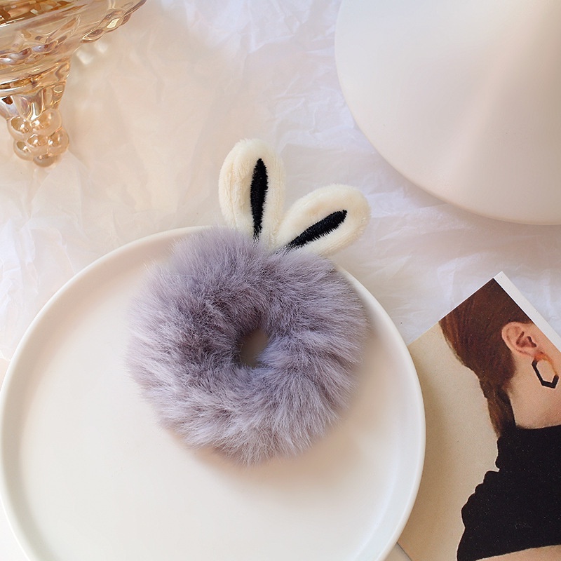 Dây buộc tóc trang trí thỏ nhồi bông xinh xắn cho nữ