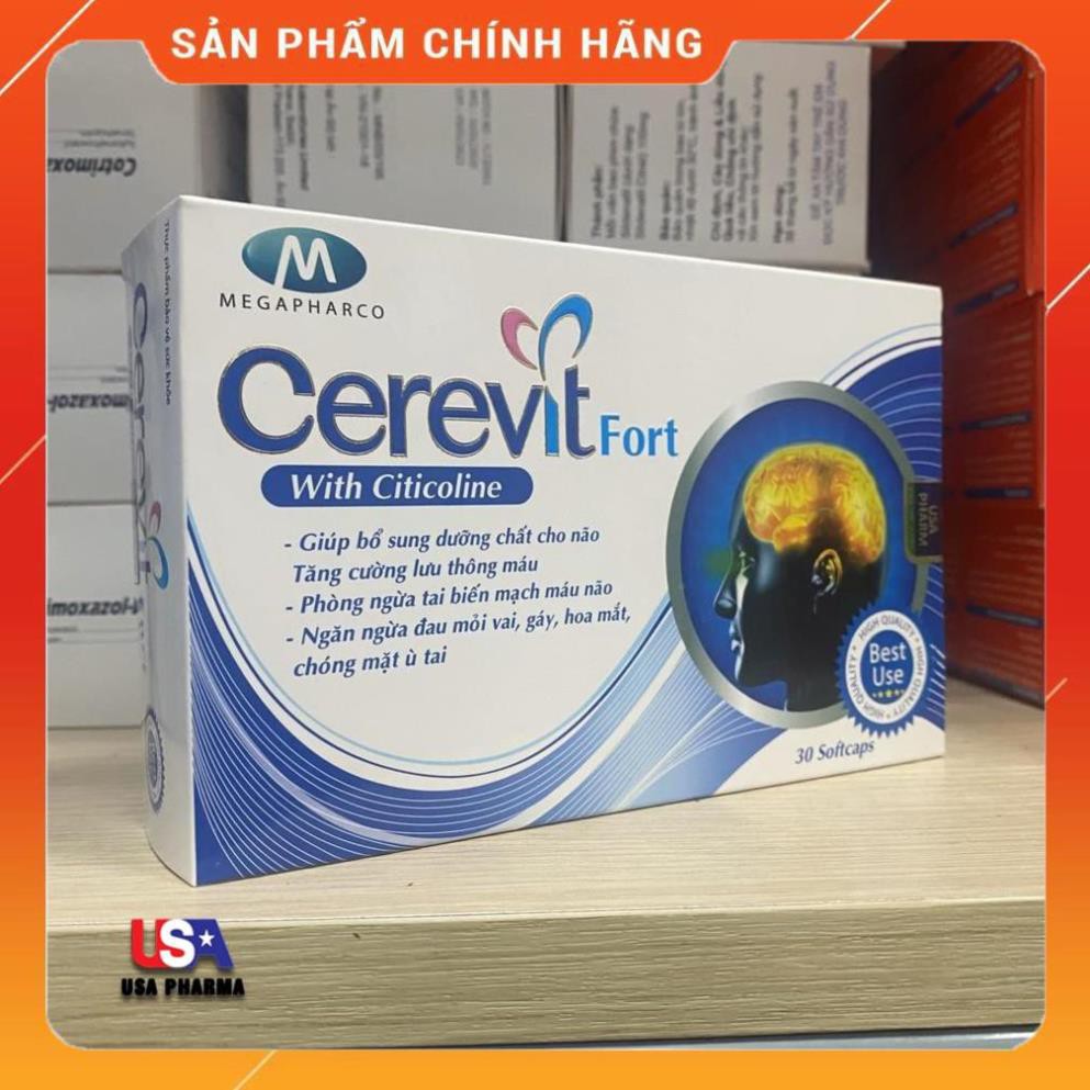 Viên bổ não CEREVIT FORTE HỘP 30 VIÊN - Tăng cường trí nhớ, hoạt huyết dưỡng não