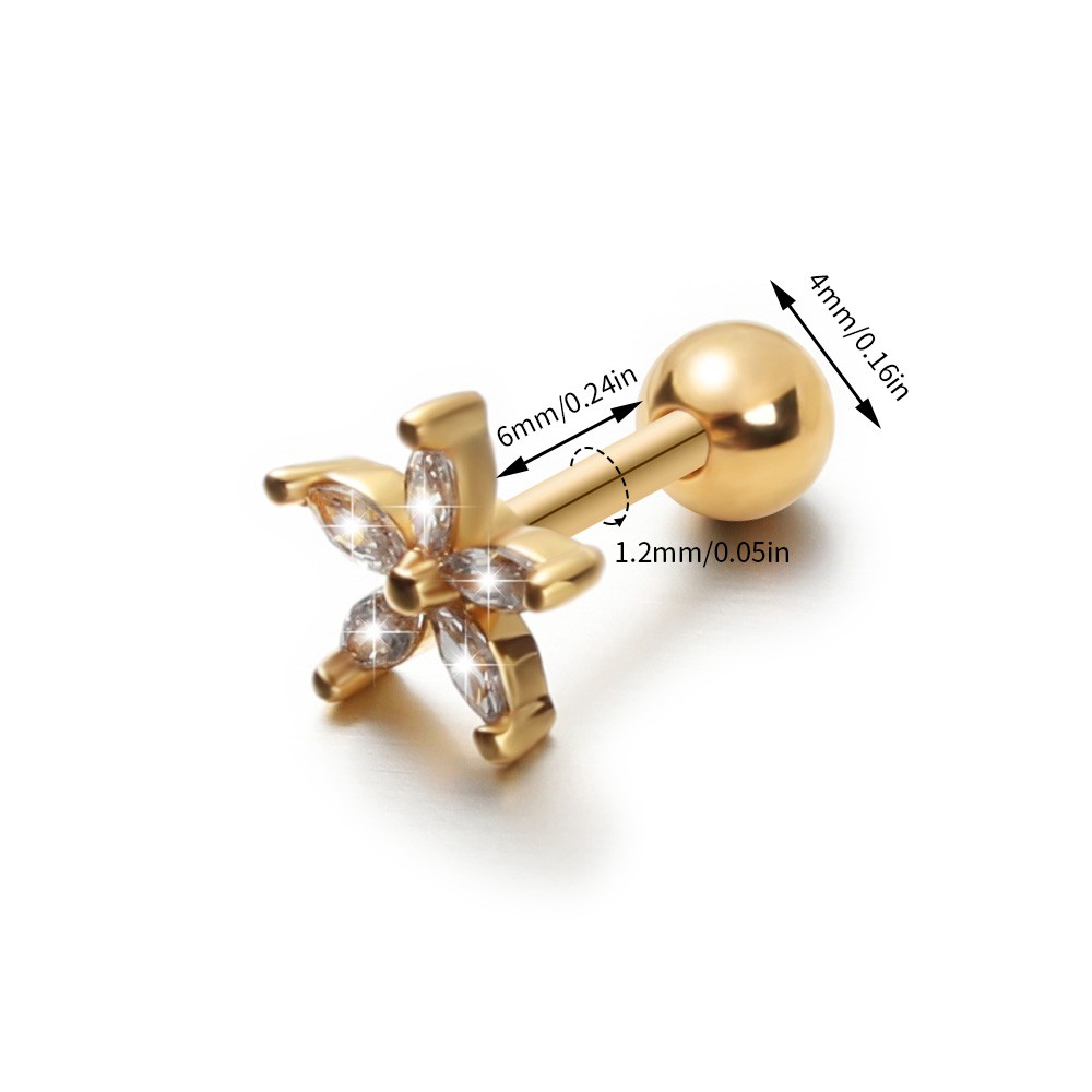 Khuyên Xỏ Cơ Thể Bằng Thép Không Gỉ Đính Đá Zircon 44 Kiểu Thời Trang