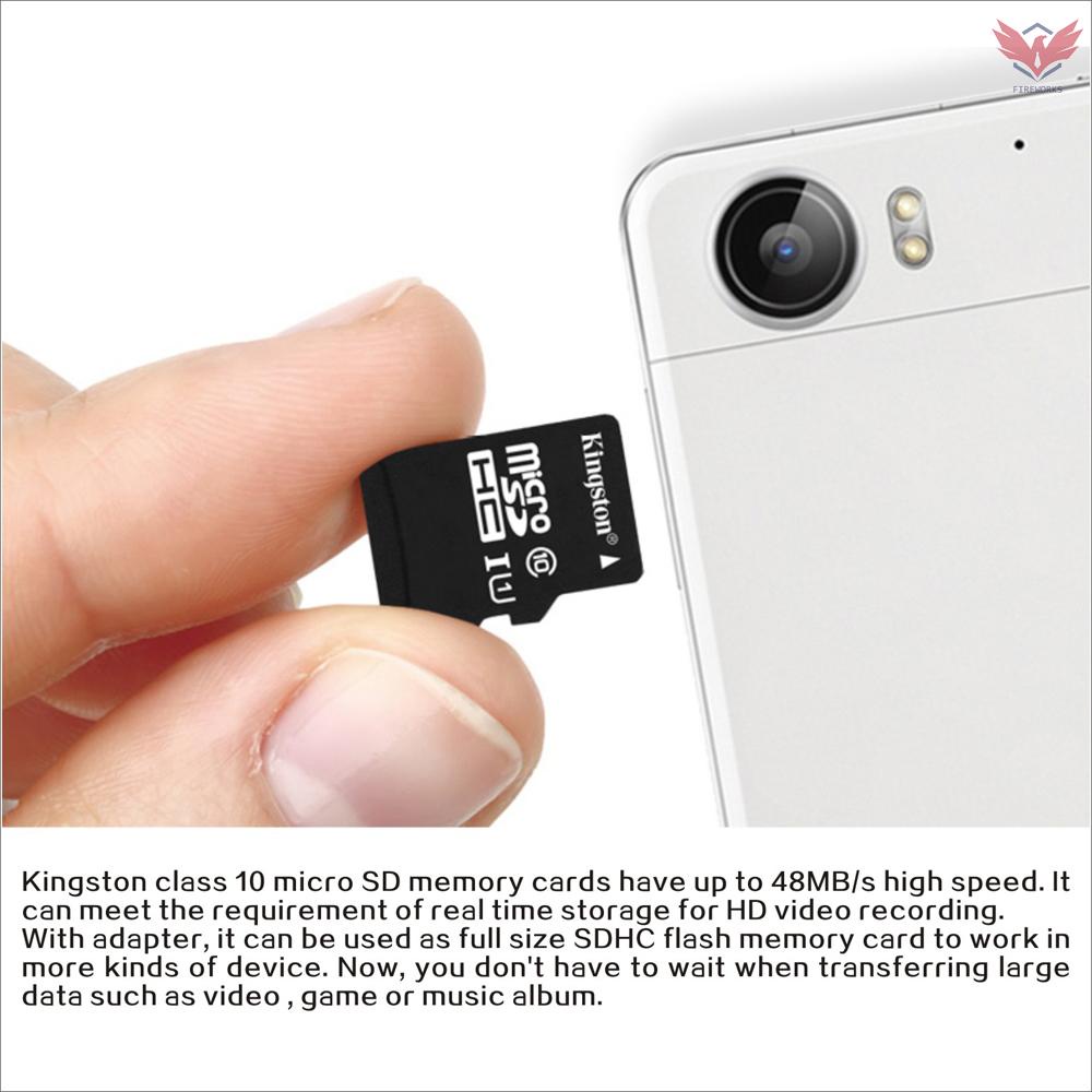 Kingston Class 10 8GB 16GB 32GB 64GB MicroSD TF Flash Memory Card 48MB/s Maximal Speed with Card Adapter