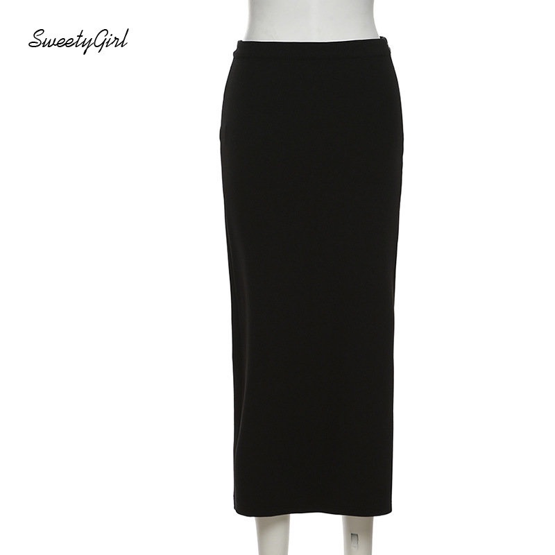 Chân Váy Maxi Lưng Cao Màu Đen Trơn Thời Trang 2022 Quyến Rũ Cho Nữ