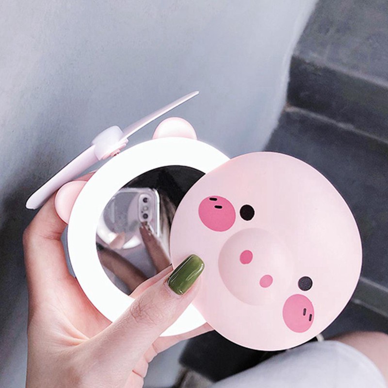 Quạt Mini Gắn Đèn LED 3 Trong 1 Cổng Sạc USB