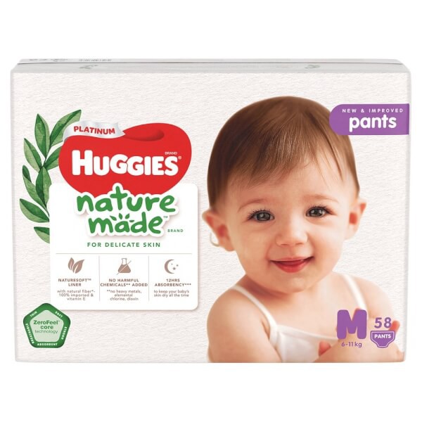 (có quà) Bỉm cao cấp Huggies platinum Nature made size M58/L44/XL 38/XXL26/S82/NB60