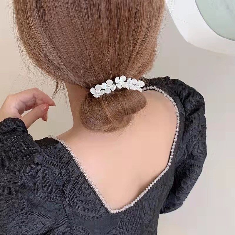 Kẹp Tóc Hình Hoa Đính Ngọc Trai Giả Phong Cách Cổ Điển Cho Nữ