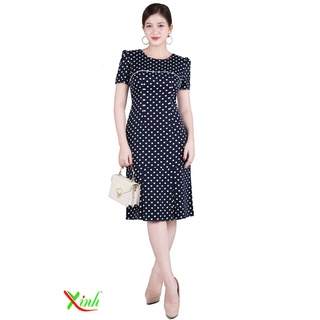 Đầm suông chấm bi xanh đen ThoiTrangXinh DL704
