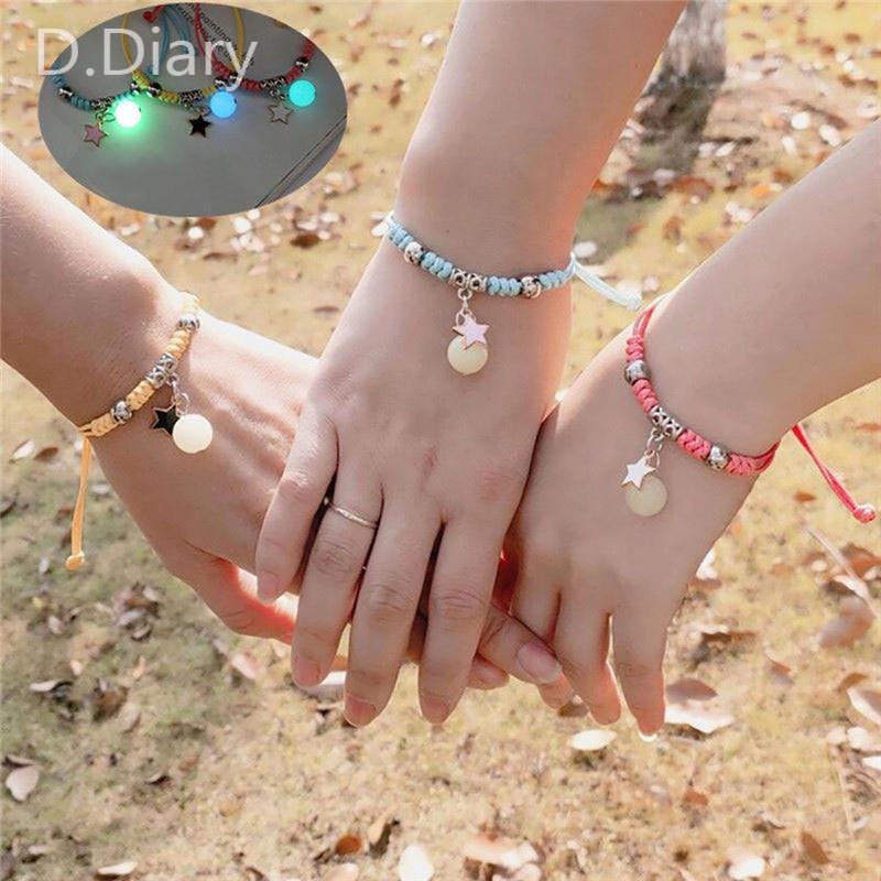 Set 3 Vòng Tay Dây Thừng Mặt Trăng Ngôi Sao Dạ Quang Thời Trang Có Thể Điều Chỉnh Phù Hợp Làm Quà Cho Bạn Thân dreamdiary