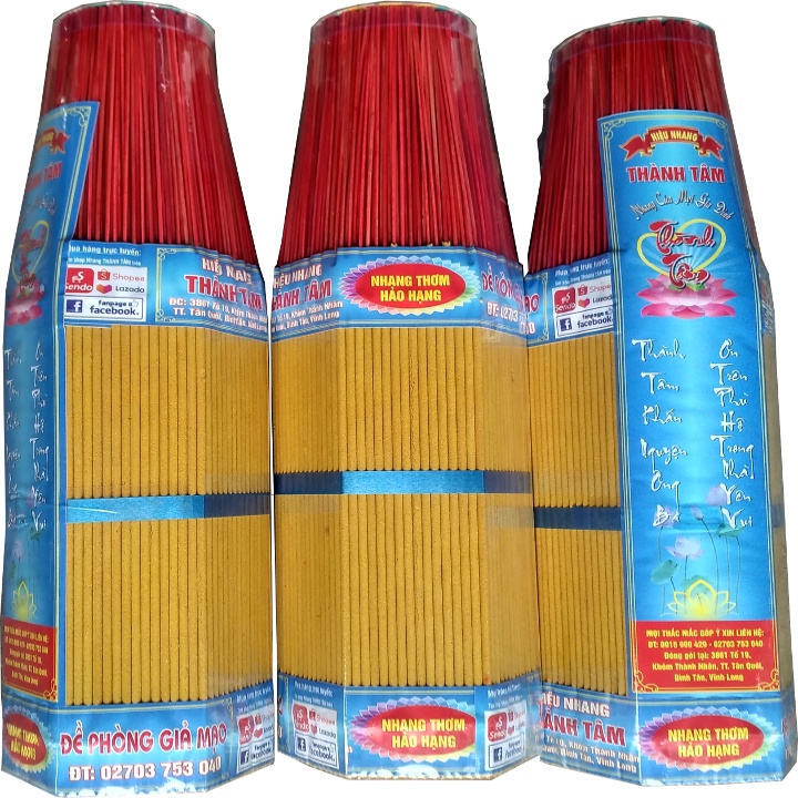 Nhang thơm Nhãn xanh đại THÀNH TÂM bó lục giác 721 cây 38cm