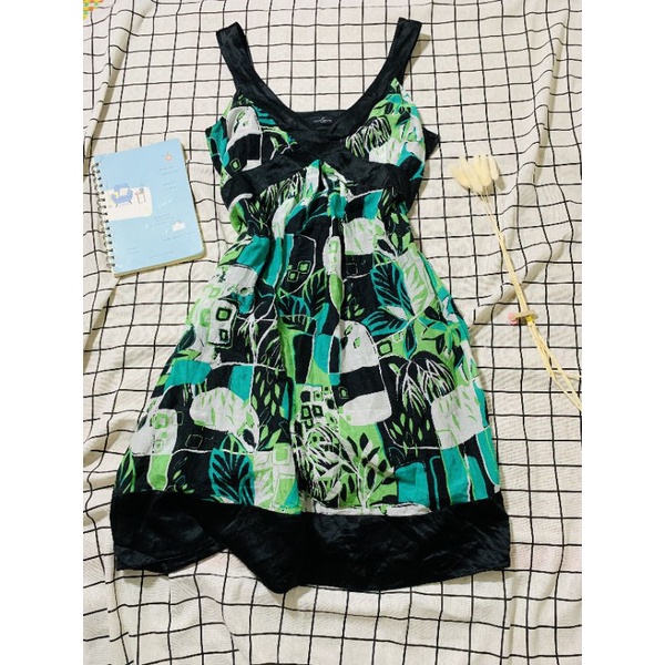 Váy đầm hai dây maxi hoa lá cành voan lụa secondhand cực xinh