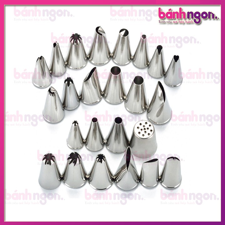 Bộ đui bắt bông kem cơ bản 24 chiếc size nhỏ + trung