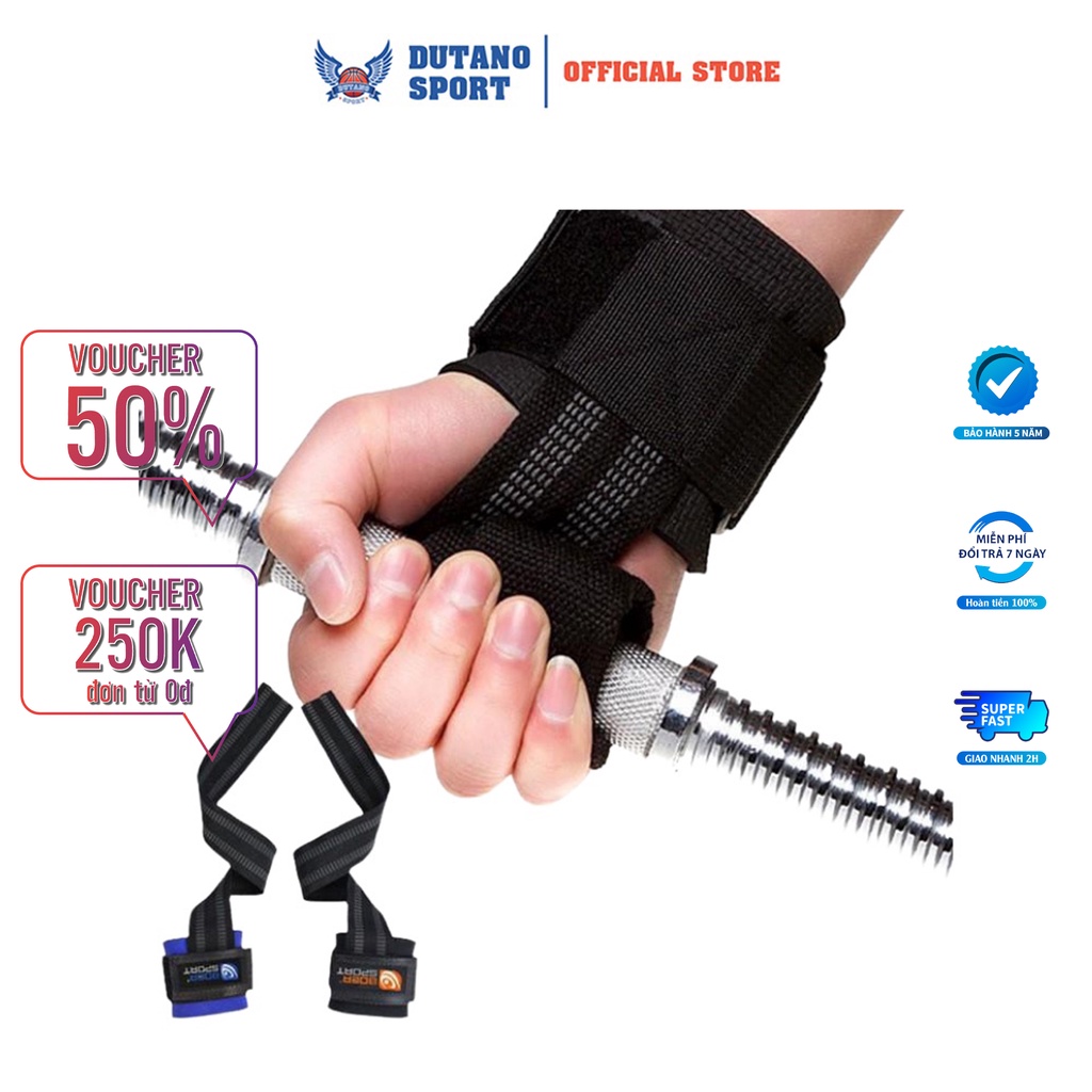 Dây kéo lưng kết hợp quấn cổ tay cao cấp Boer ( 1 đôi ) Dây Lifting Straps