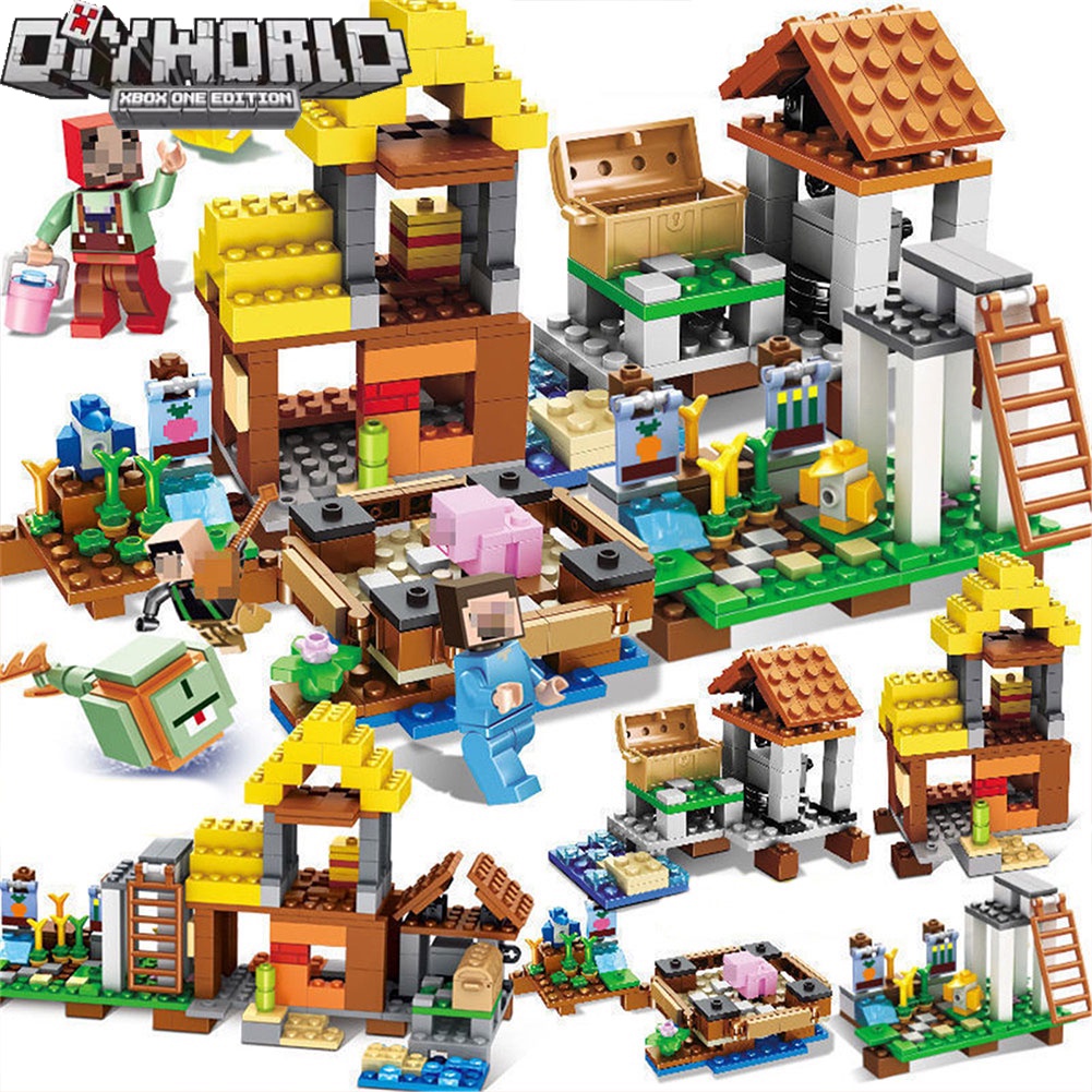 Lego Minecraft Series Trẻ Em Đồ Chơi Giáo Dục Nhà Làng Bộ Khối Xây Dựng Quà Tặng Cho Bé Trai Và Bé Gái