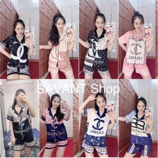 Bộ mặc nhà pijama quần đùi lụa satin cao cấp