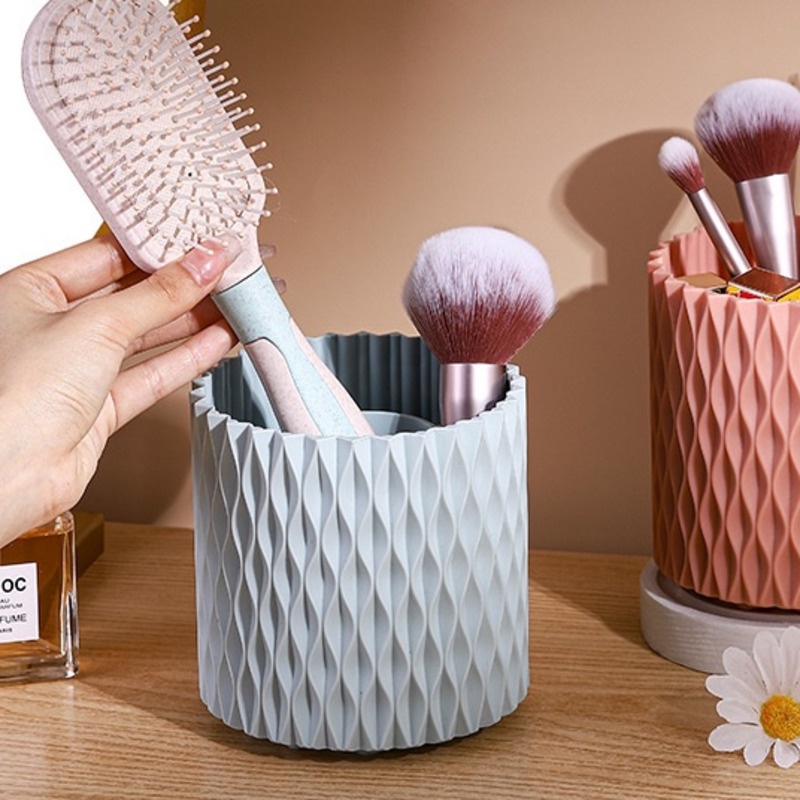 Trong Suốt Thùng Đựng Bút / Cọ Trang Điểm Để Bàn Xoay 360 Độ Tiện Dụng