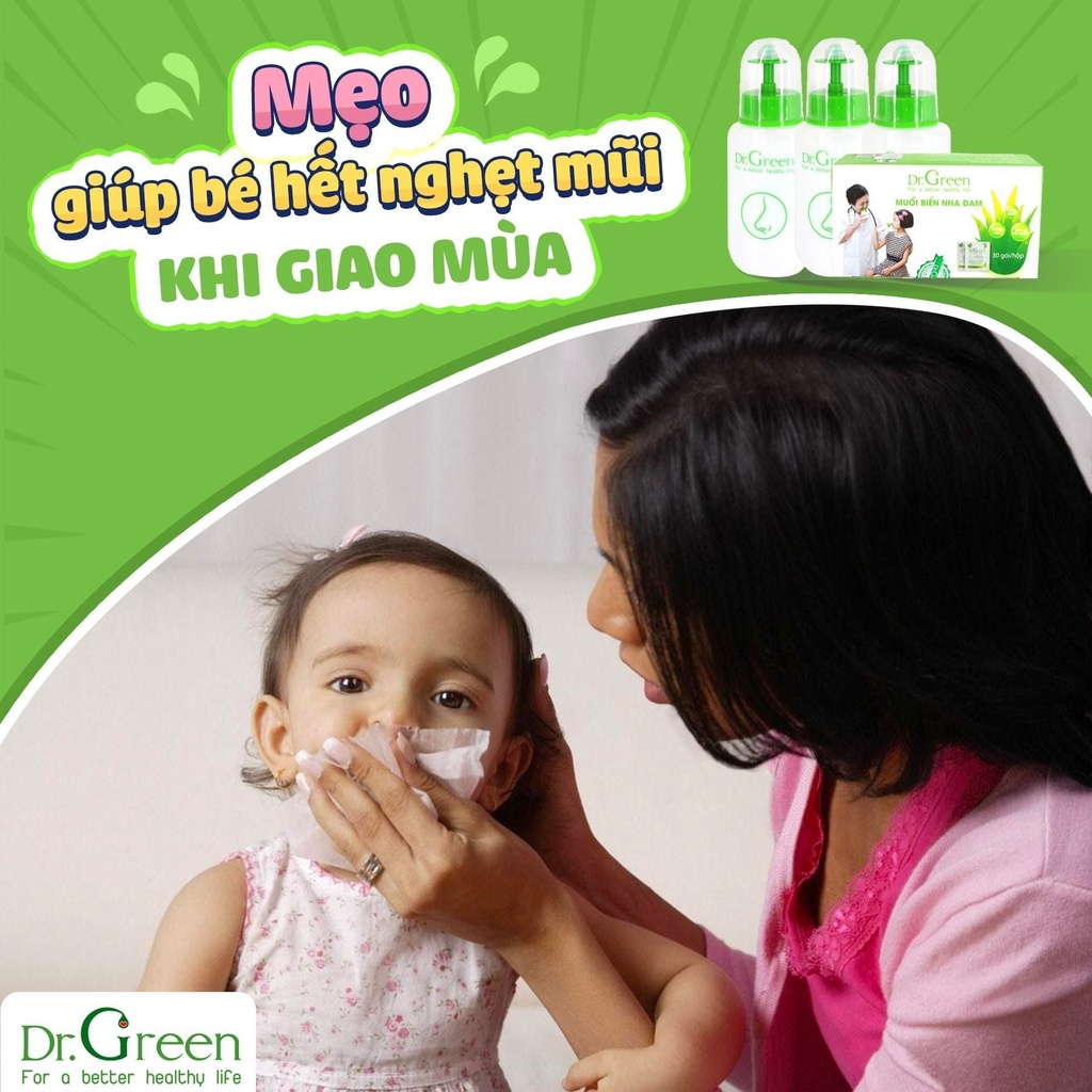 Bình rửa mũi hỗ trợ viêm mũi xoang Dr.Green tặng kèm 10 gói muối biển