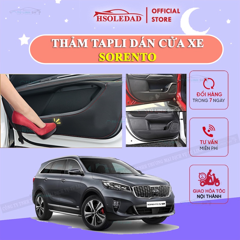 Bộ 4 Tấm dán Tapli xe SORENTO chống trầy xước cửa xe, chống xước tapi cửa ô tô bằng Carbon Air Fiber cao cấp