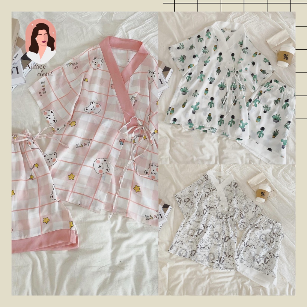 Bộ ngủ kimono mùa hè form rộng thoải mái Aimee closet
