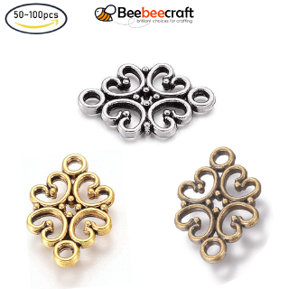 Bộ 50-100 phụ kiện làm trang sức họa tiết hoa kích thước 18x13mm