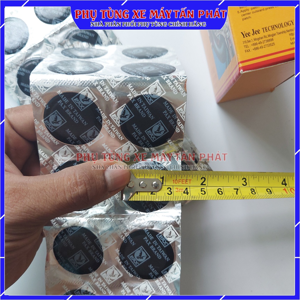 Hộp 96 miếng Tròn 32mm Chuyên Vá Vỏ - Ruột Xe Máy Ô tô Xe Hơi Lốp Không Ruột Chính Hãng Tawan - Đài Loan