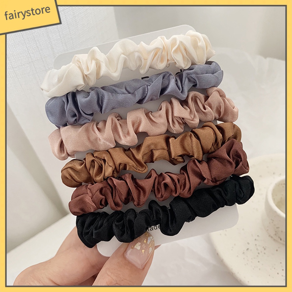 Set 6 Dây Cột Tóc Co Giãn Thiết Kế Đơn Giản Thời Trang Cho Nữ