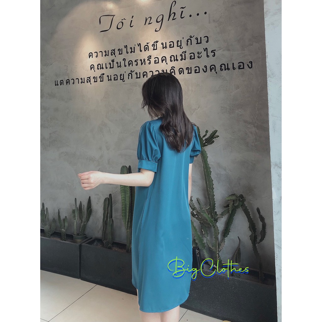 Váy đầm bigsize BigClothes chất lụa xanh công sở BC019 | BigBuy360 - bigbuy360.vn